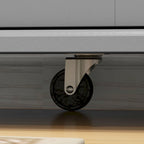 HOMCOM Kitchen Island with Storage, Rolling Kitchen Island on Wheels with Drawer, 3 Cabinets, Stainless Steel Countertop