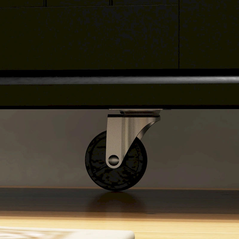 HOMCOM Kitchen Island with Storage, Rolling Kitchen Island on Wheels with Drawer, 3 Cabinets, Stainless Steel Countertop