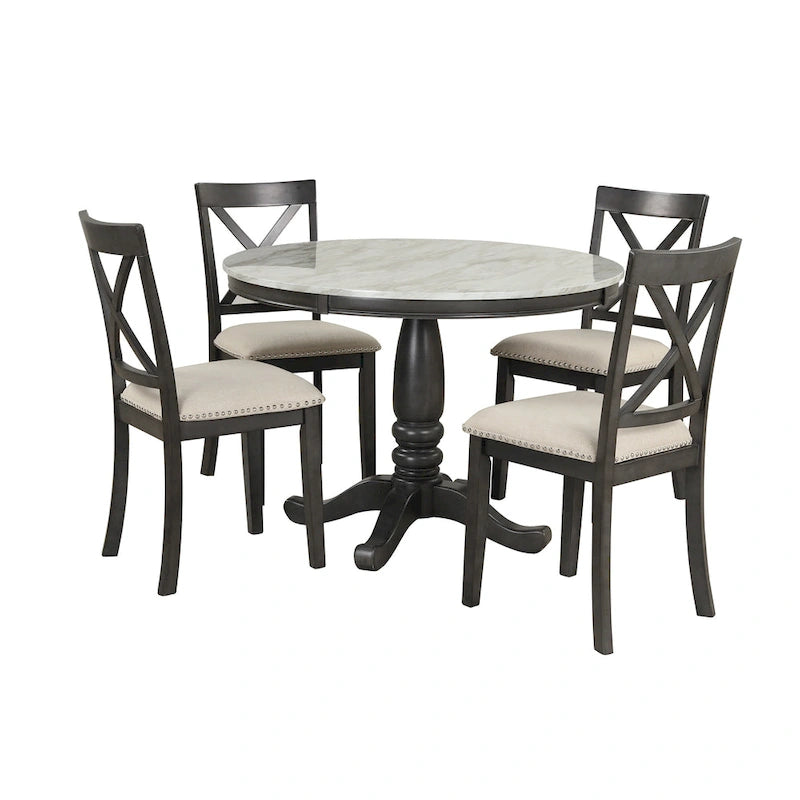 5 Pieces Dining Table and Chairs Set for 4 Persons