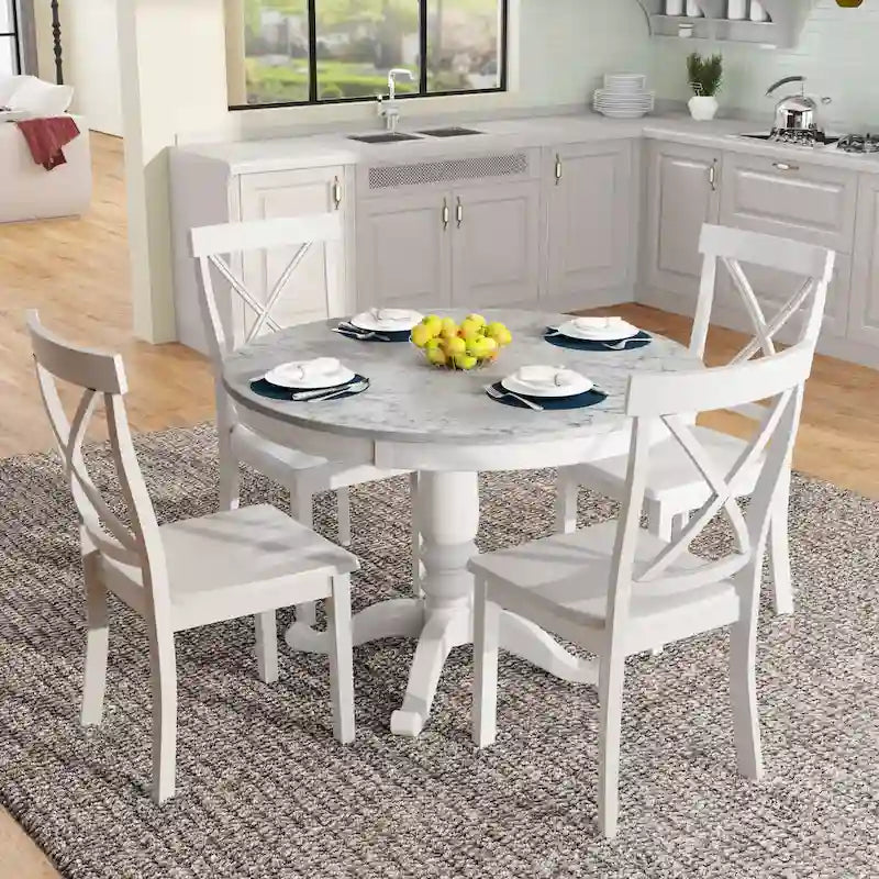 5 Pieces Dining Table and Chairs Set for 4 Persons