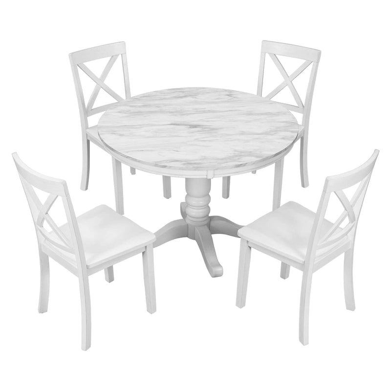 5 Pieces Dining Table and Chairs Set for 4 Persons