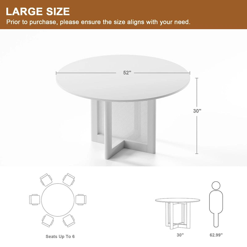 Solid Wood 52 Round Dining Table for 6 People Nordic style - 52*30