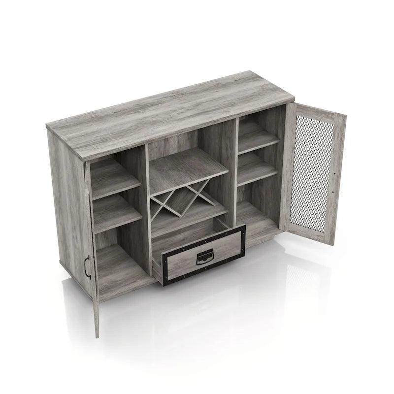 DH BASIC Industrial 7-shelf Buffet with Wine Bottle Storage by Denhour