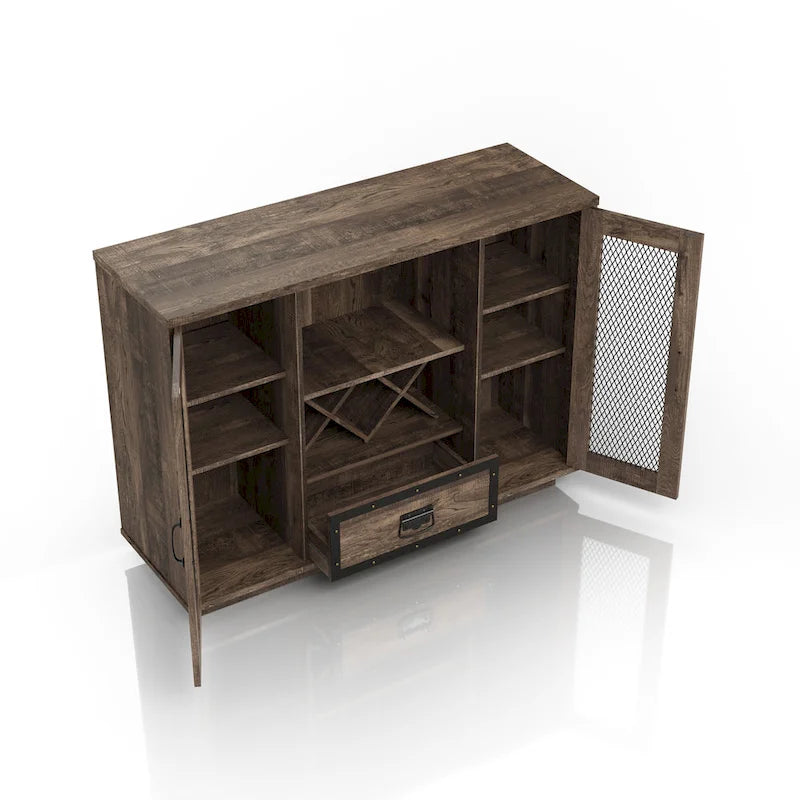 DH BASIC Industrial 7-shelf Buffet with Wine Bottle Storage by Denhour