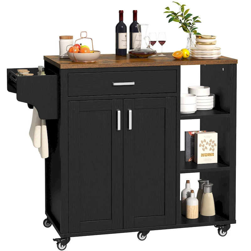 Moasis Rolling Kitchen Island Cart Storage Cabinet on Wheels