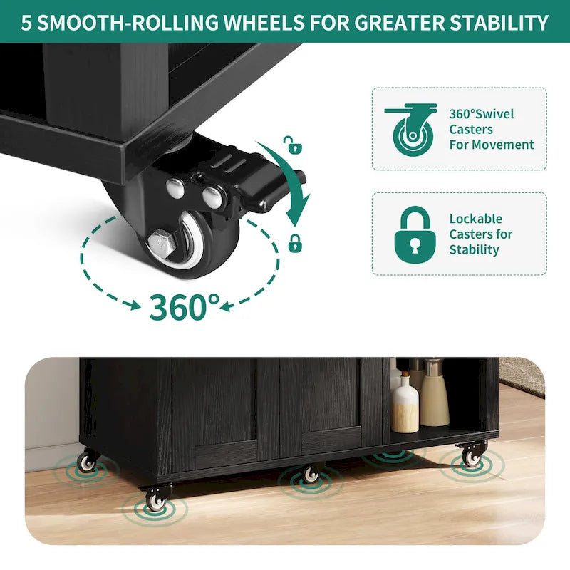 Moasis Rolling Kitchen Island Cart Storage Cabinet on Wheels
