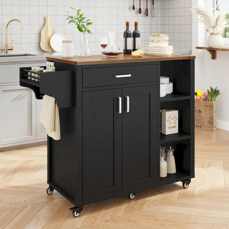 Moasis Rolling Kitchen Island Cart Storage Cabinet on Wheels