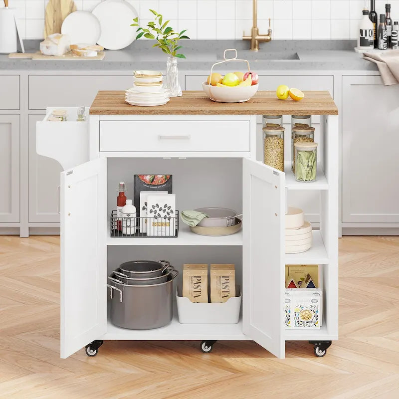 Moasis Rolling Kitchen Island Cart Storage Cabinet on Wheels