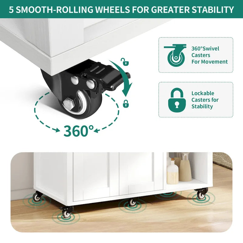 Moasis Rolling Kitchen Island Cart Storage Cabinet on Wheels