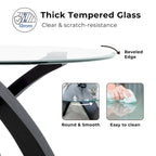 Furniture of America Zibo Contemporary 52-inch Round Glass Top Dining Table