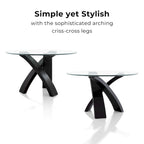 Furniture of America Zibo Contemporary 52-inch Round Glass Top Dining Table