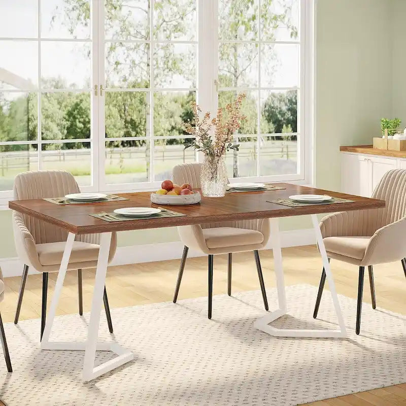Modern 55 Inches Dining Table, Rectangular Dinner Table for 6