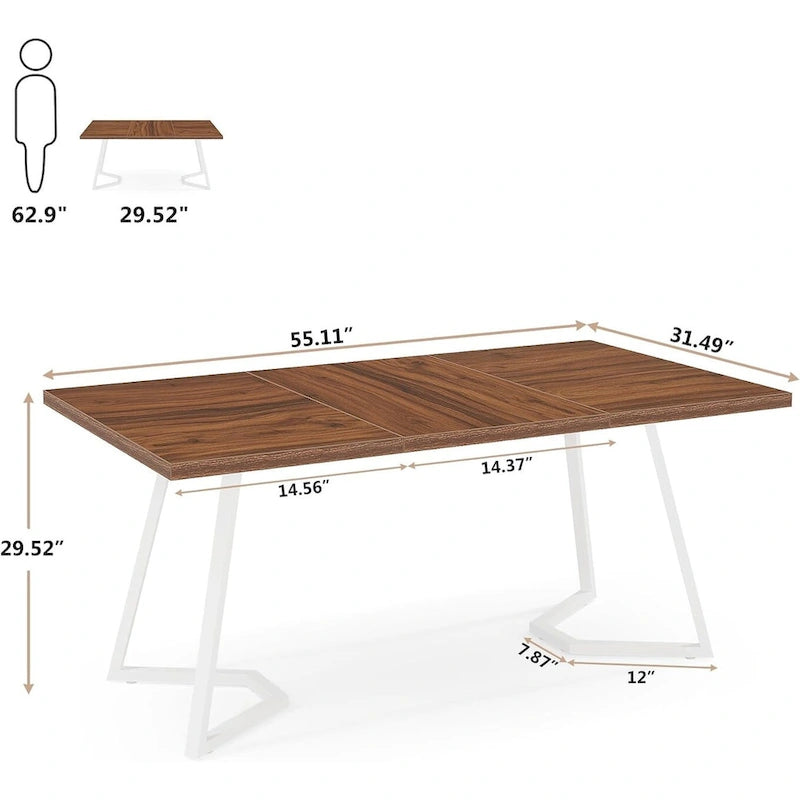Modern 55 Inches Dining Table, Rectangular Dinner Table for 6