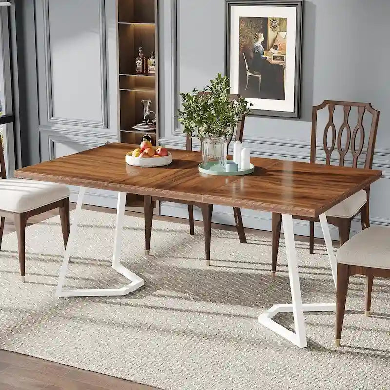 Modern 55 Inches Dining Table, Rectangular Dinner Table for 6