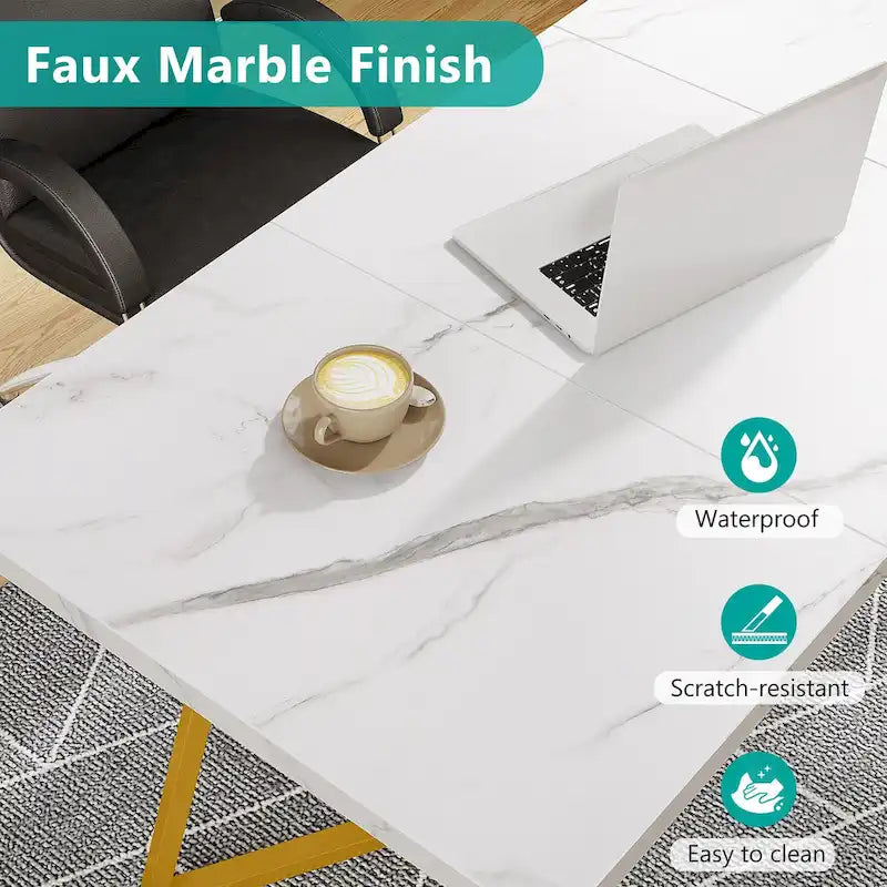 Modern 55 Inches Dining Table, Rectangular Dinner Table for 6