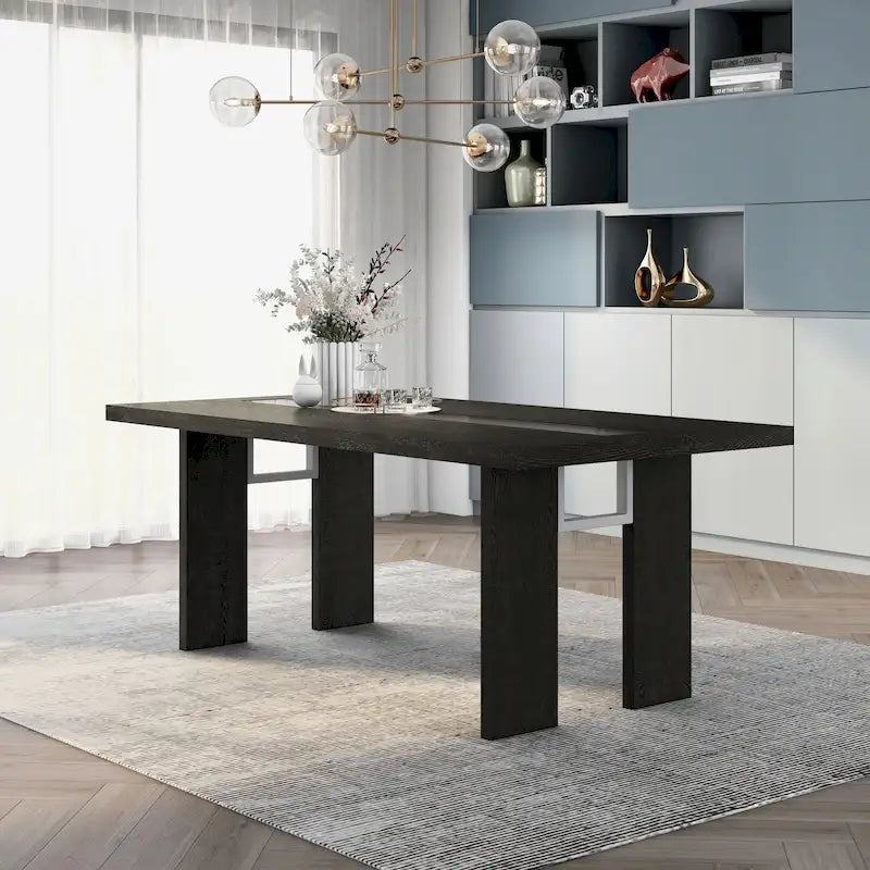 Furniture of America Lumina Contemporary 76-inch Glass Dining Table With LED