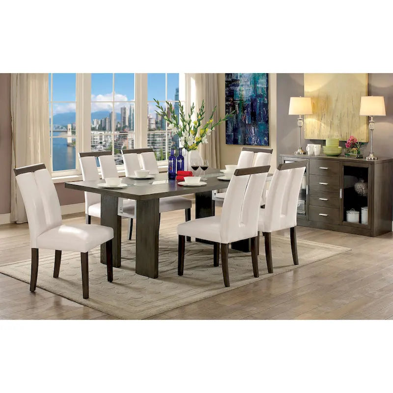 Furniture of America Lumina Contemporary 76-inch Glass Dining Table With LED