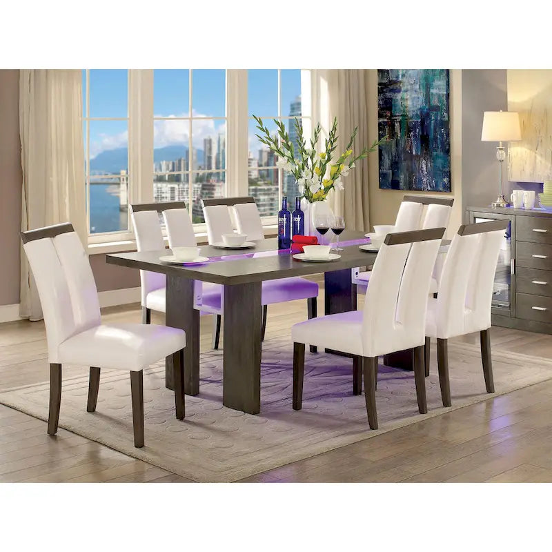 Furniture of America Lumina Contemporary 76-inch Glass Dining Table With LED