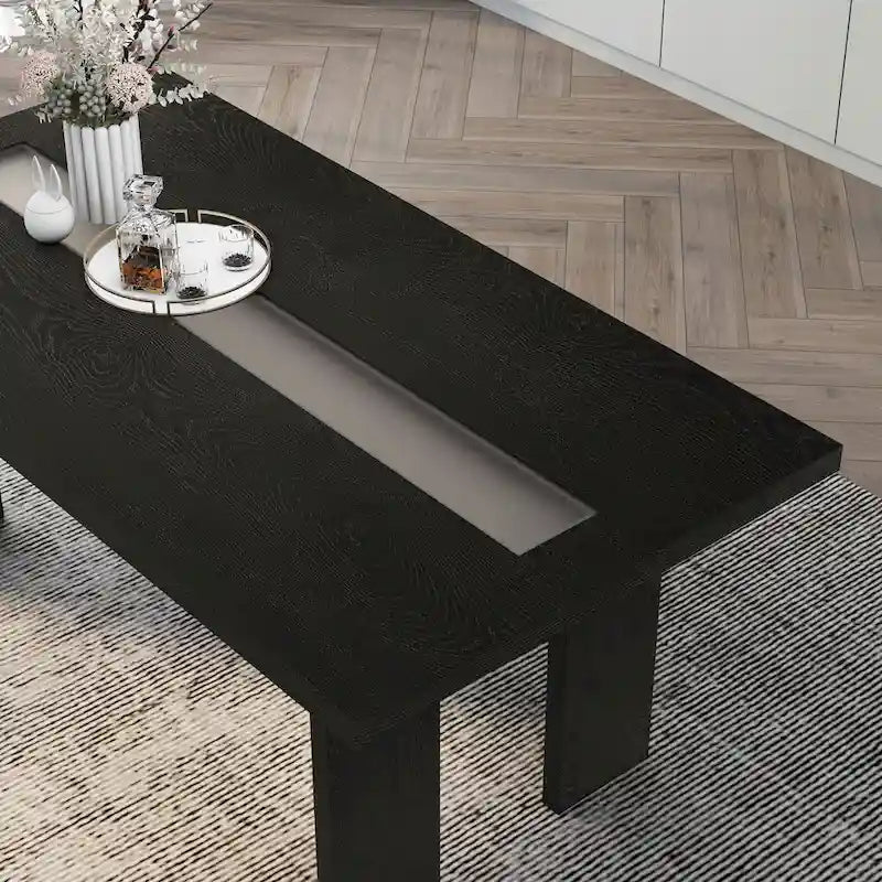 Furniture of America Lumina Contemporary 76-inch Glass Dining Table With LED