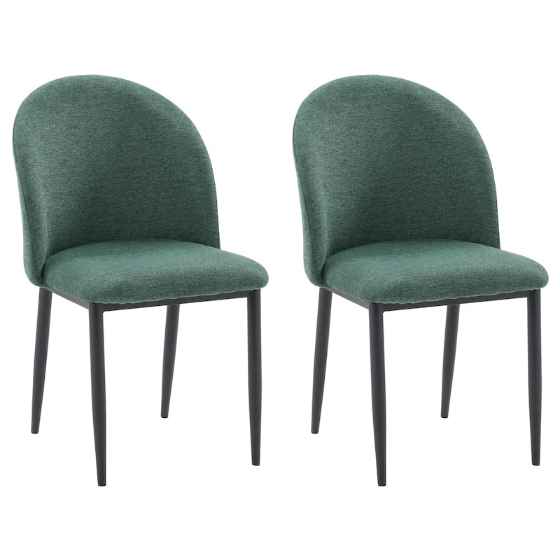 Nyla Upholstered Dining Chair With Black Legs, Set of 2