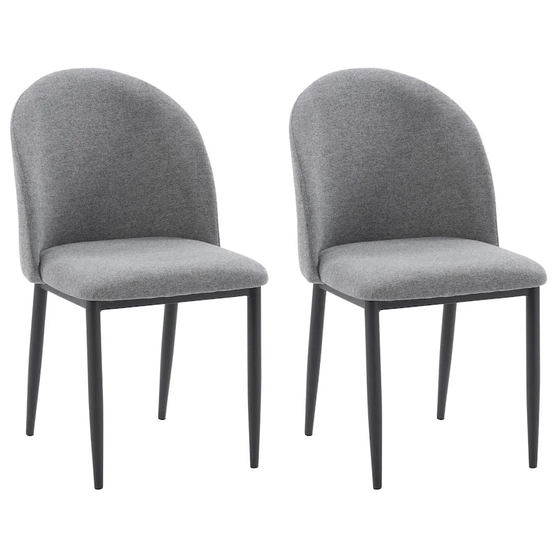 Nyla Upholstered Dining Chair With Black Legs, Set of 2