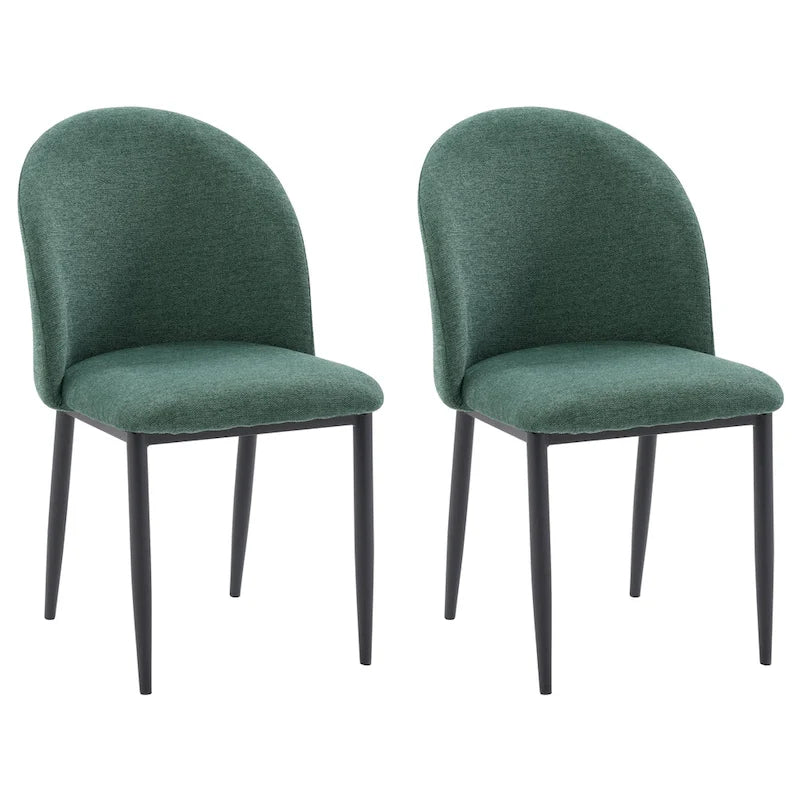 Nyla Upholstered Dining Chair With Black Legs, Set of 2