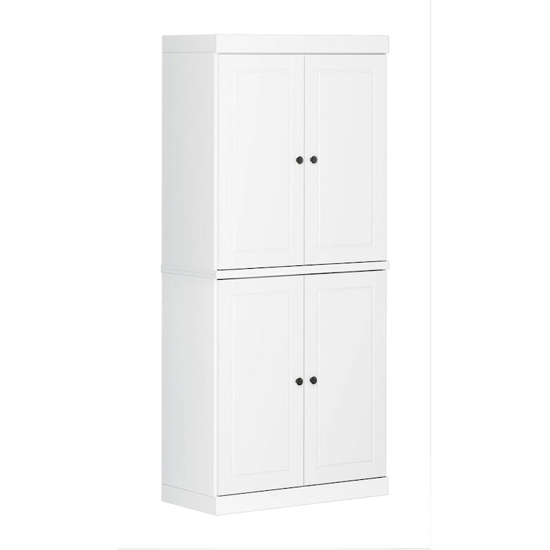 Palace Imports 100% Solid Wood Pantry Cabinet with Frosted, Clear Glass or Solid Doors and Adjustable Shelves