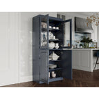 Palace Imports 100% Solid Wood Pantry Cabinet with Frosted, Clear Glass or Solid Doors and Adjustable Shelves