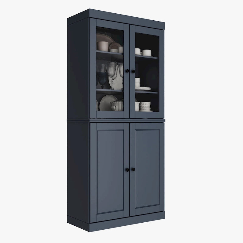 Palace Imports 100% Solid Wood Pantry Cabinet with Frosted, Clear Glass or Solid Doors and Adjustable Shelves