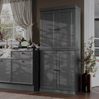 Palace Imports 100% Solid Wood Pantry Cabinet with Frosted, Clear Glass or Solid Doors and Adjustable Shelves