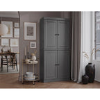 Palace Imports 100% Solid Wood Pantry Cabinet with Frosted, Clear Glass or Solid Doors and Adjustable Shelves