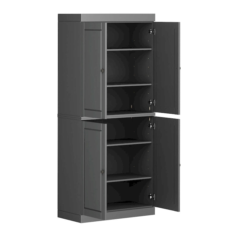 Palace Imports 100% Solid Wood Pantry Cabinet with Frosted, Clear Glass or Solid Doors and Adjustable Shelves
