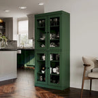Palace Imports 100% Solid Wood Pantry Cabinet with Frosted, Clear Glass or Solid Doors and Adjustable Shelves