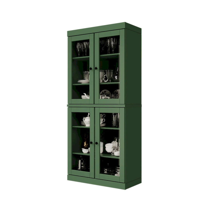 Palace Imports 100% Solid Wood Pantry Cabinet with Frosted, Clear Glass or Solid Doors and Adjustable Shelves