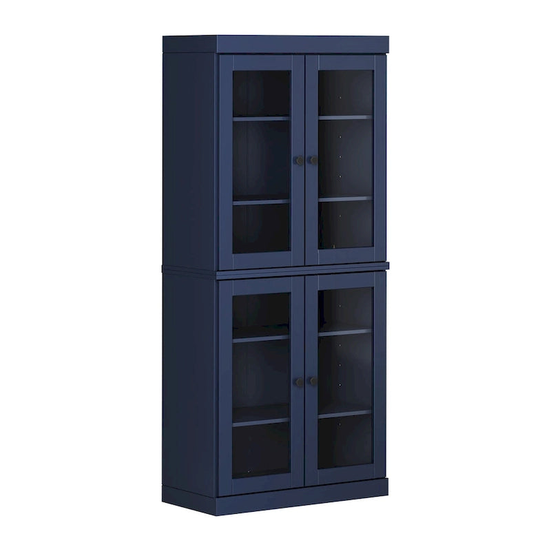 Palace Imports 100% Solid Wood Pantry Cabinet with Frosted, Clear Glass or Solid Doors and Adjustable Shelves