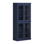 Palace Imports 100% Solid Wood Pantry Cabinet with Frosted, Clear Glass or Solid Doors and Adjustable Shelves