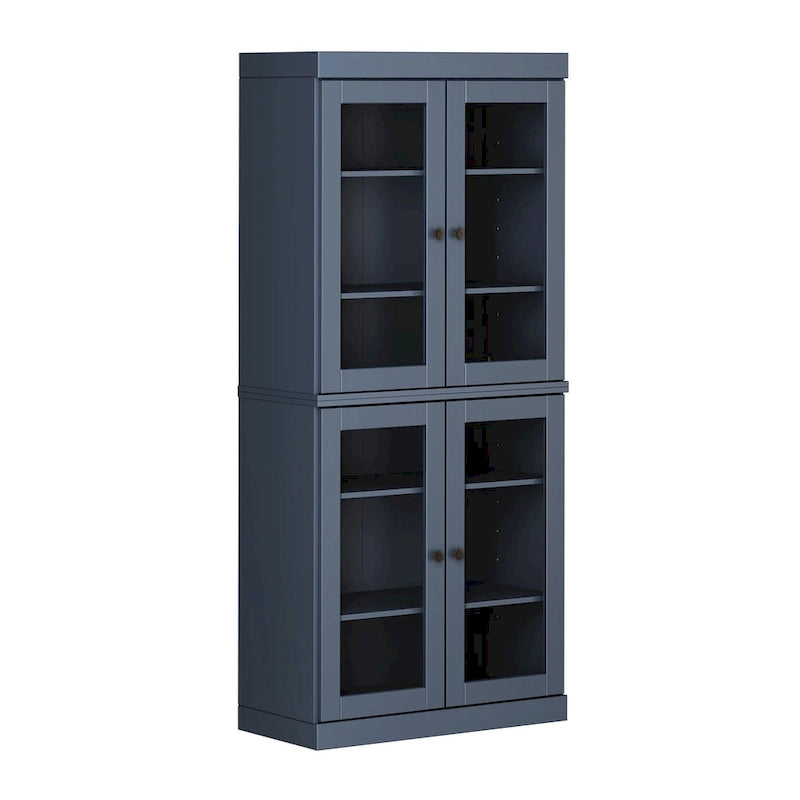 Palace Imports 100% Solid Wood Pantry Cabinet with Frosted, Clear Glass or Solid Doors and Adjustable Shelves