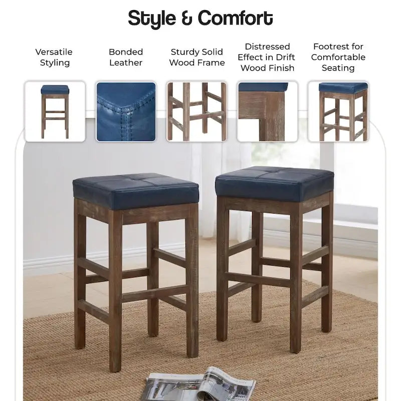 Valencia Bonded Leather Backless Counter Stool