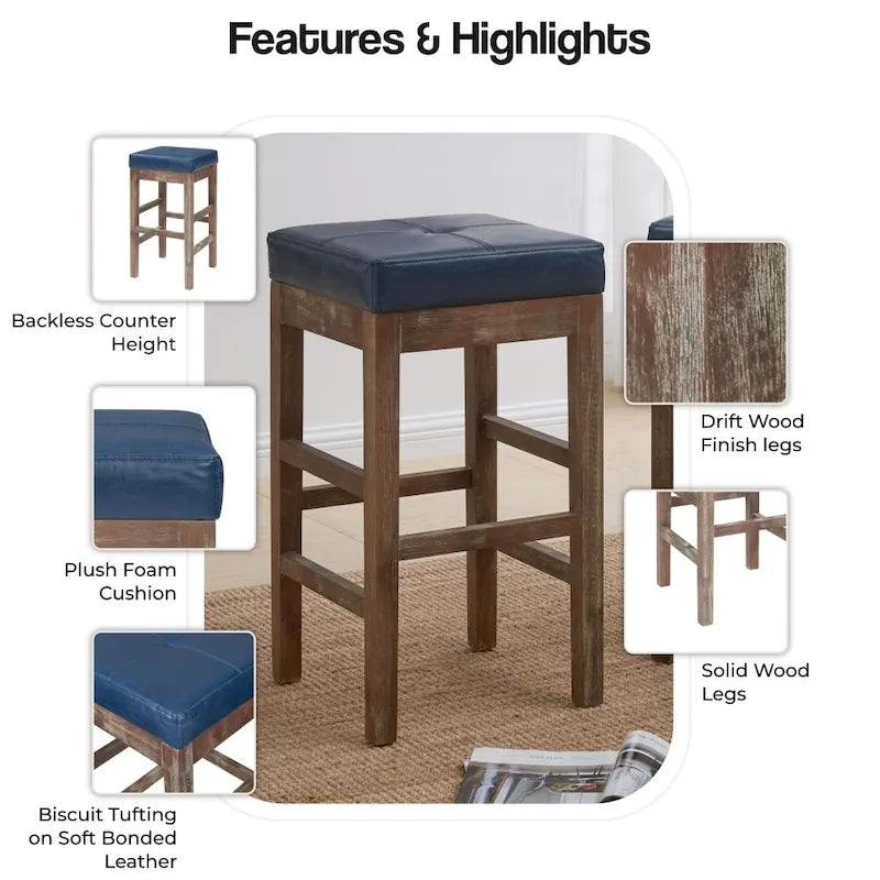 Valencia Bonded Leather Backless Counter Stool