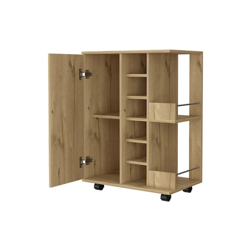 FM Furniture Tennessee Bar Cart, One Cabinet With Division,Black - N/A