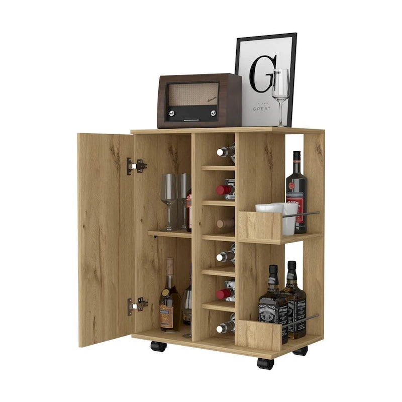 FM Furniture Tennessee Bar Cart, One Cabinet With Division,Black - N/A