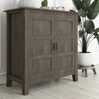 WYNDENHALL Portland SOLID WOOD 30 inch Wide Transitional Low Storage Cabinet - 30w x 14d x 31h