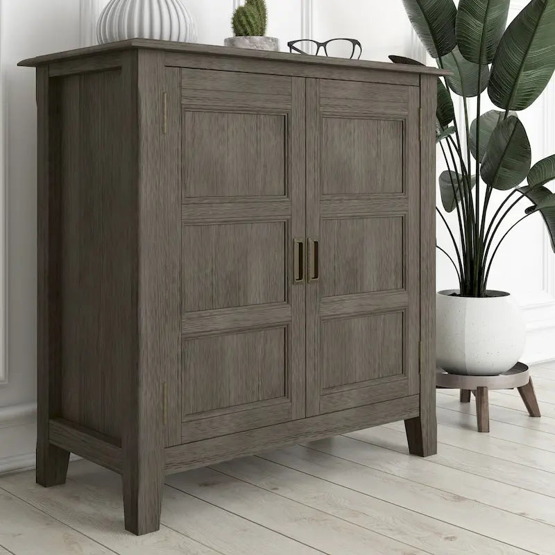 WYNDENHALL Portland SOLID WOOD 30 inch Wide Transitional Low Storage Cabinet - 30w x 14d x 31h