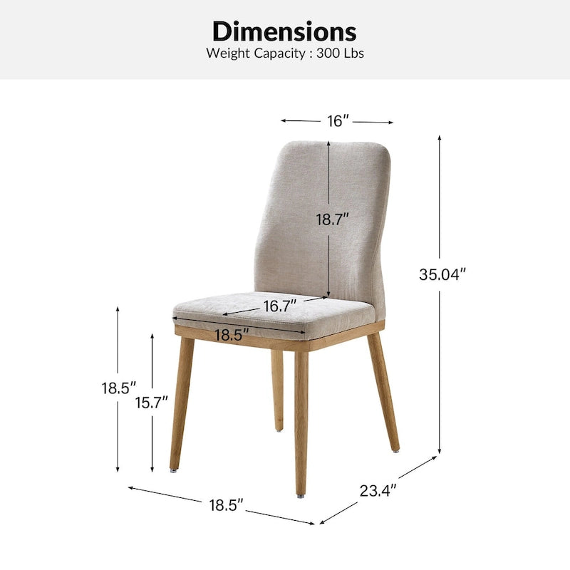 Emilia Mid-century Modern Upholstered Dining Chair Set of 2 by HULALA HOME