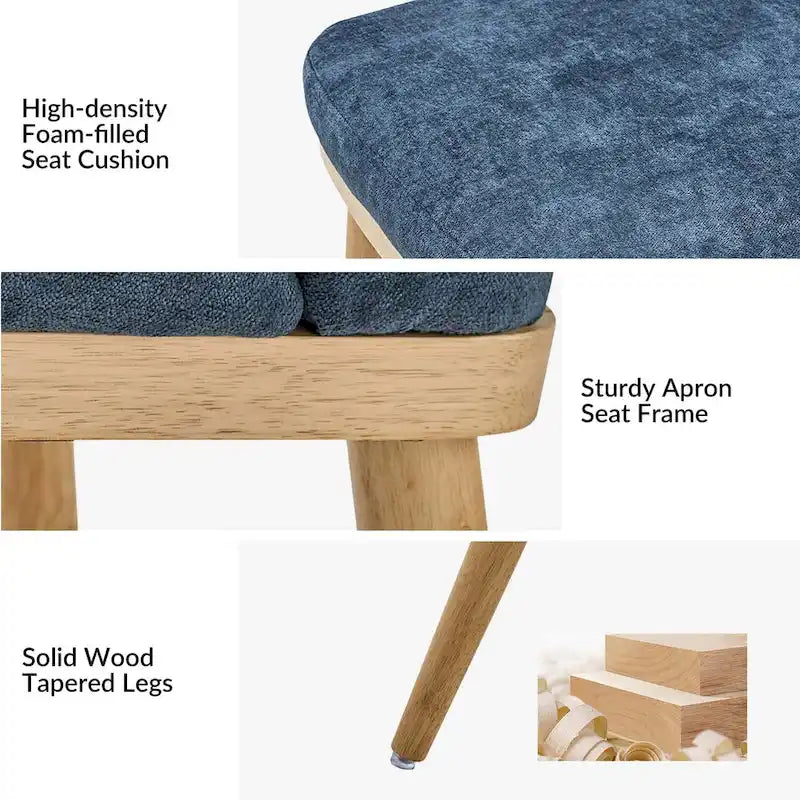 Emilia Mid-century Modern Upholstered Dining Chair Set of 2 by HULALA HOME