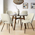 Upholstered Modern Cutout Back Dining Chair with Walnut LegSet of 4)