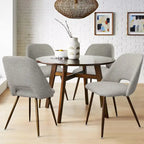 Upholstered Modern Cutout Back Dining Chair with Walnut LegSet of 4)