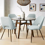 Upholstered Modern Cutout Back Dining Chair with Walnut LegSet of 4)