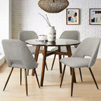 Upholstered Modern Cutout Back Dining Chair with Walnut LegSet of 4)