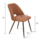 Upholstered Modern Cutout Back Dining Chair with Walnut LegSet of 4)